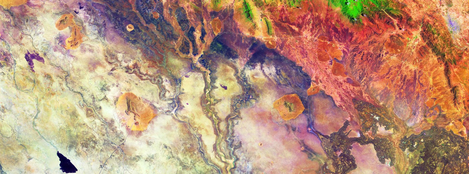 Captured on 1 October 2018 by the Copernicus Sentinel-2A satellite, this image features part of northeast Kenya – an area east of the East African Rift