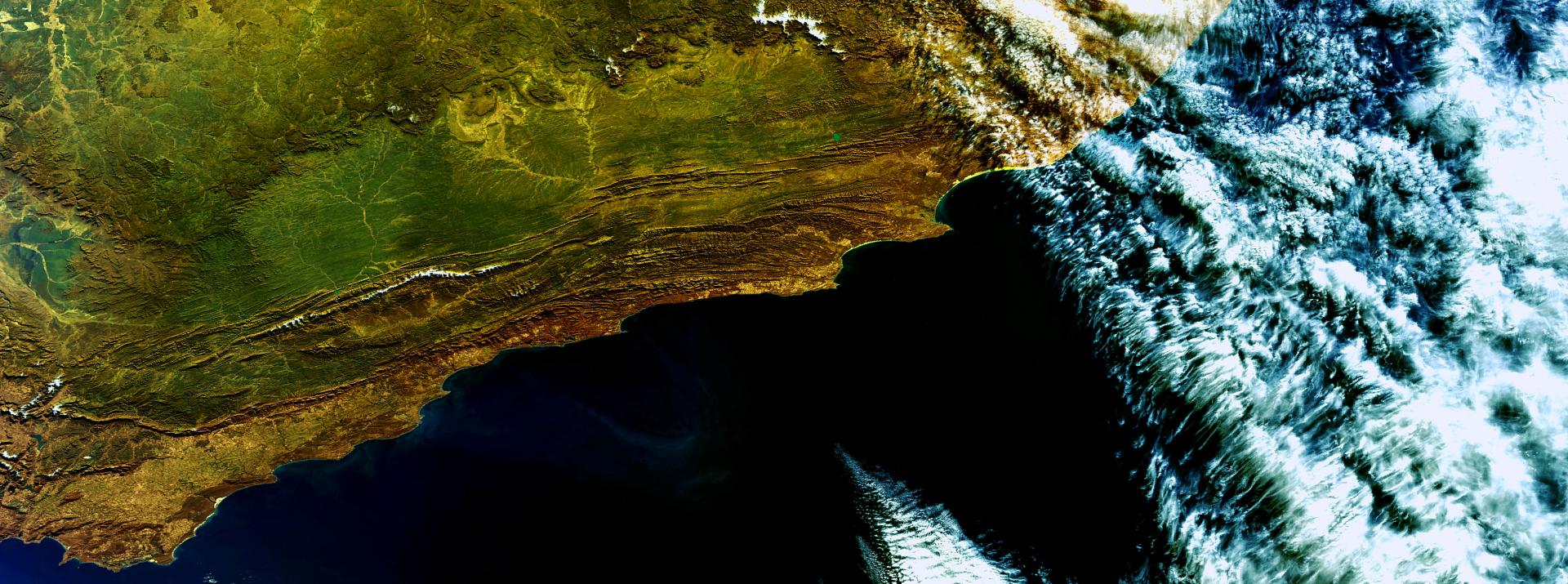 This Envisat image, acquired on 19 June 2010, features the vibrant colours and varied terrain of South Africa. 